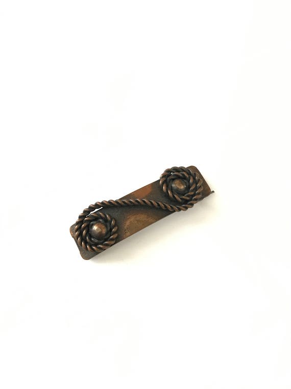 Vintage RARE Copper Rebajes Signed Hair Pin // Re… - image 2