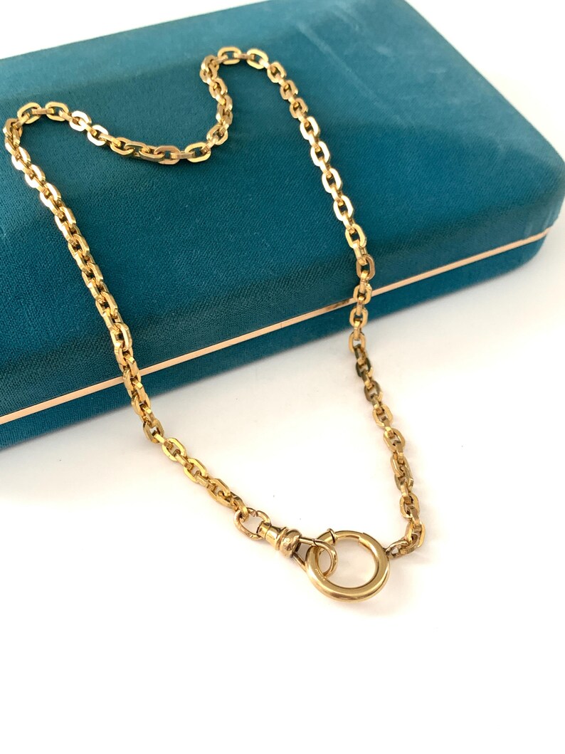 Vintage 16.25 Gold Filled Biker Chain Watch Chain Necklace With Dog