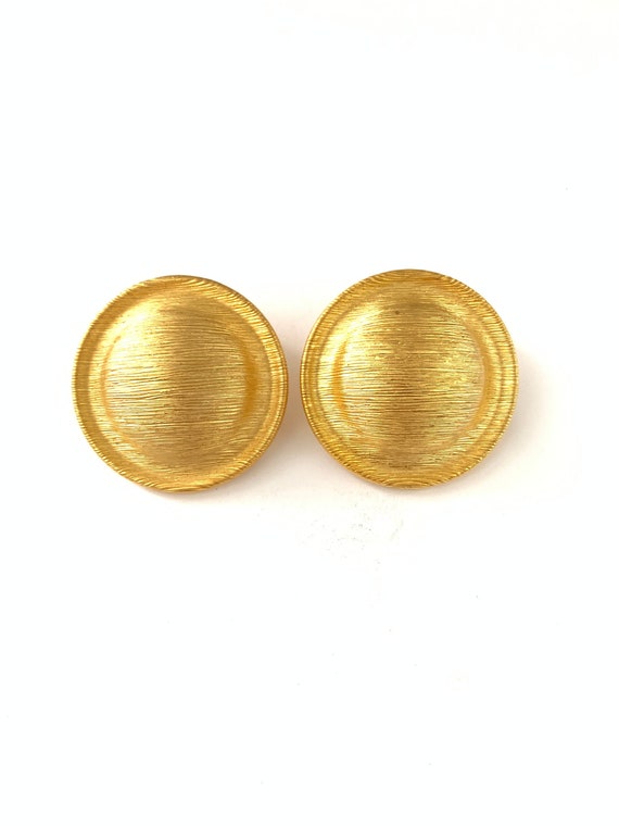 Vintage clip on earrings large textured gold tone clip earrings