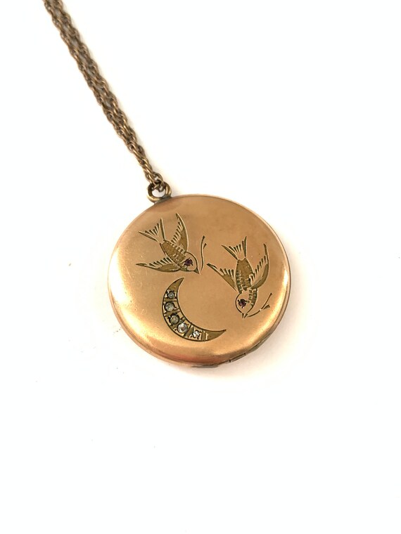 Gorgeous Antique Vintage Gold Filled Bird Crescent