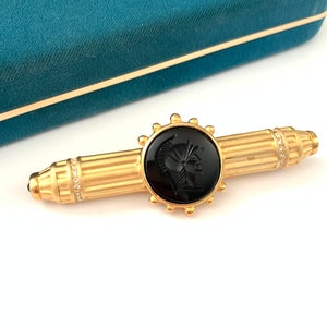 Vintage Greek Inspired Roman Intaglio Column Brooch Pin
