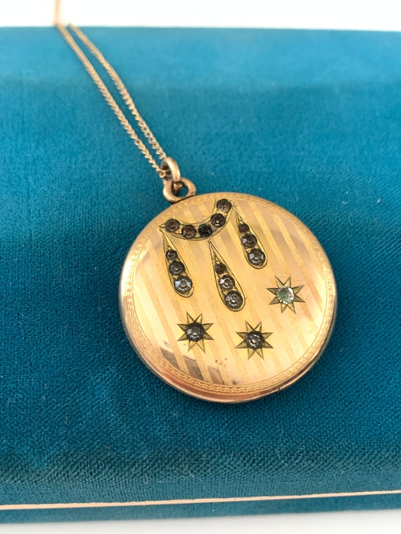 Gorgeous Antique Gold Filled Shooting Star Locket,