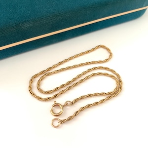 Vintage 15&quot; Yellow Gold Filled Twisted Link Necklace, Vintage Gold Filled Twisted Rope Fancy Chain Necklace