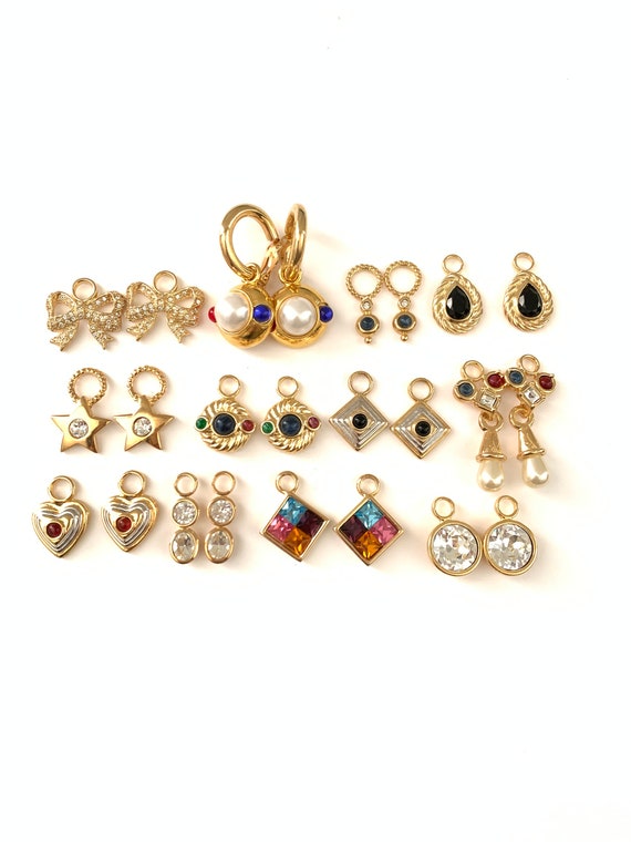 Vintage 18k Gold Plated Interchangeable Charm Earr