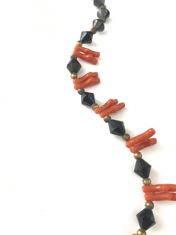 Vintage FREIRICH Faux Jet and Coral Signed Neckla… - image 3