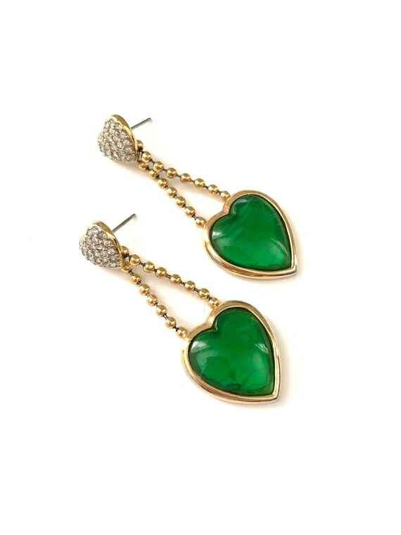 Crystal Heart Earrings - Copper - Alloy - Green - Champagne - ApolloBox