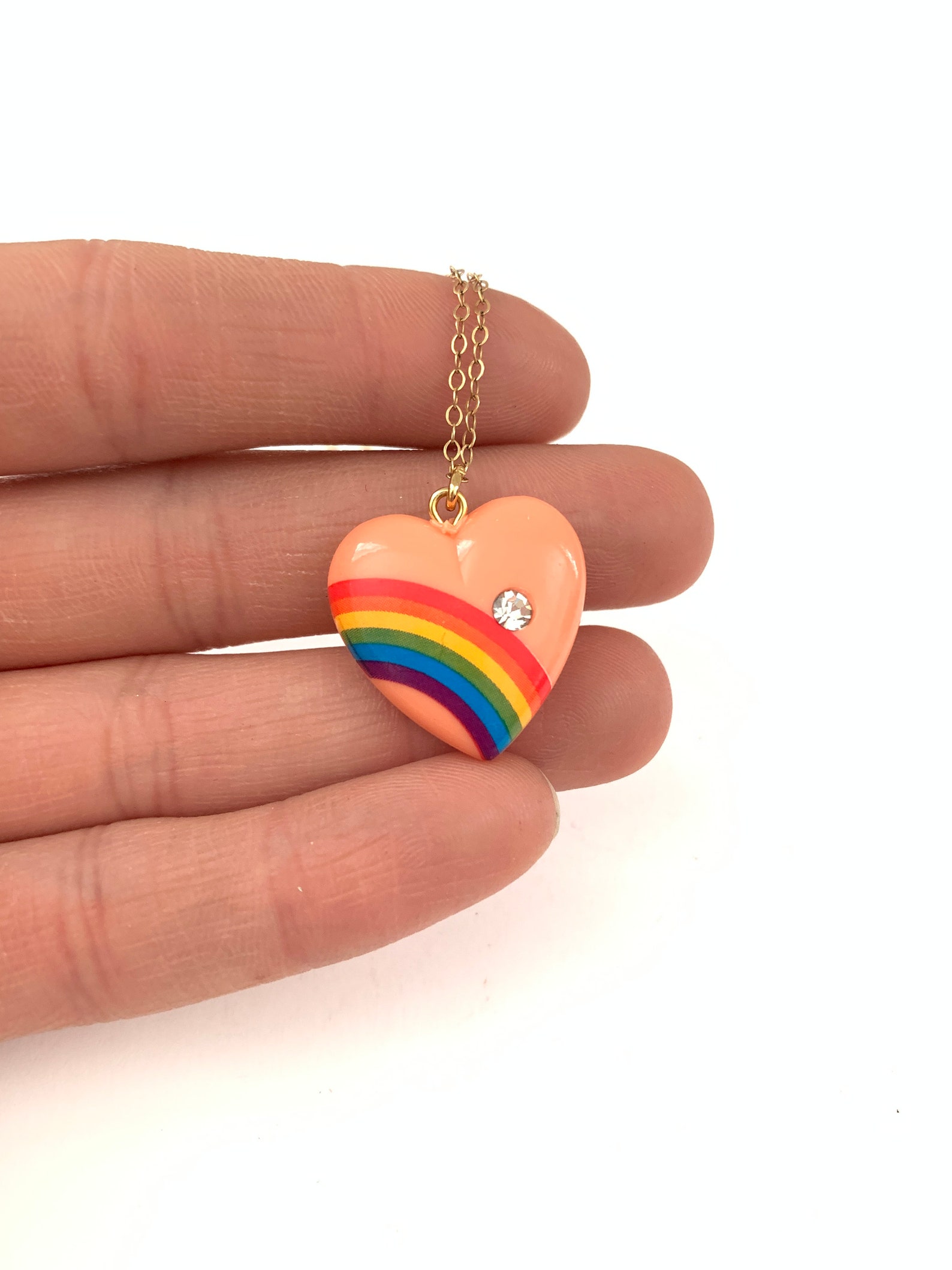 rainbow heart necklace main image 1