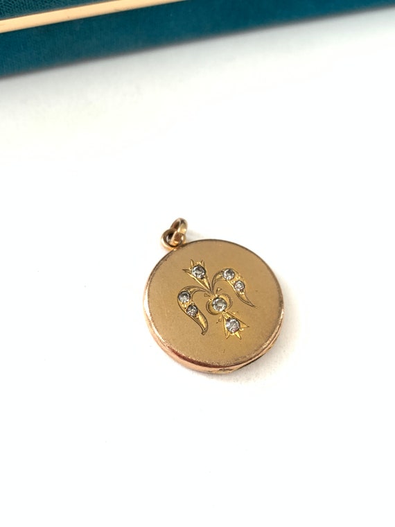 Vintage Art Nouveau Fleur De Lis Gold Filled Lock… - image 5