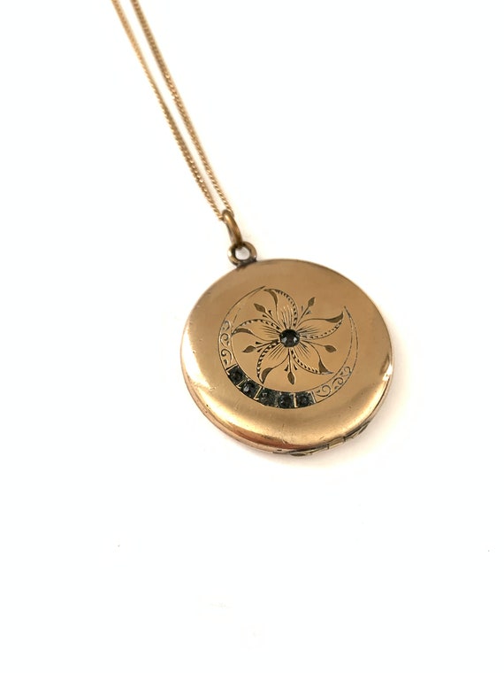 Gorgeous Vintage Crescent Moon Flower Gold Filled