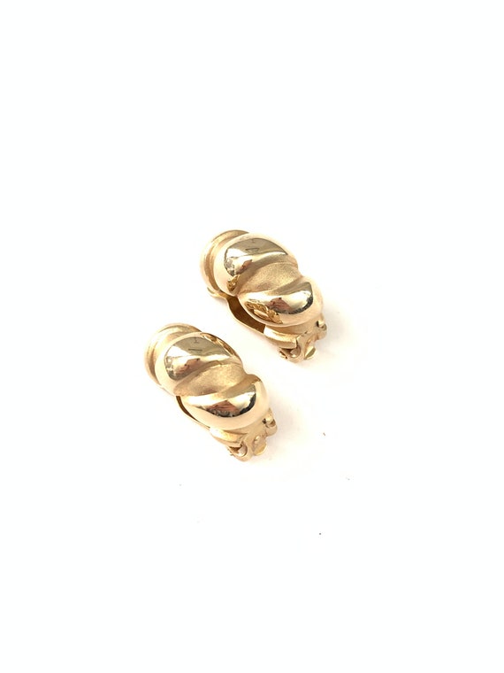 Vintage Chunky Gold Plated Twist Hoop Earrings