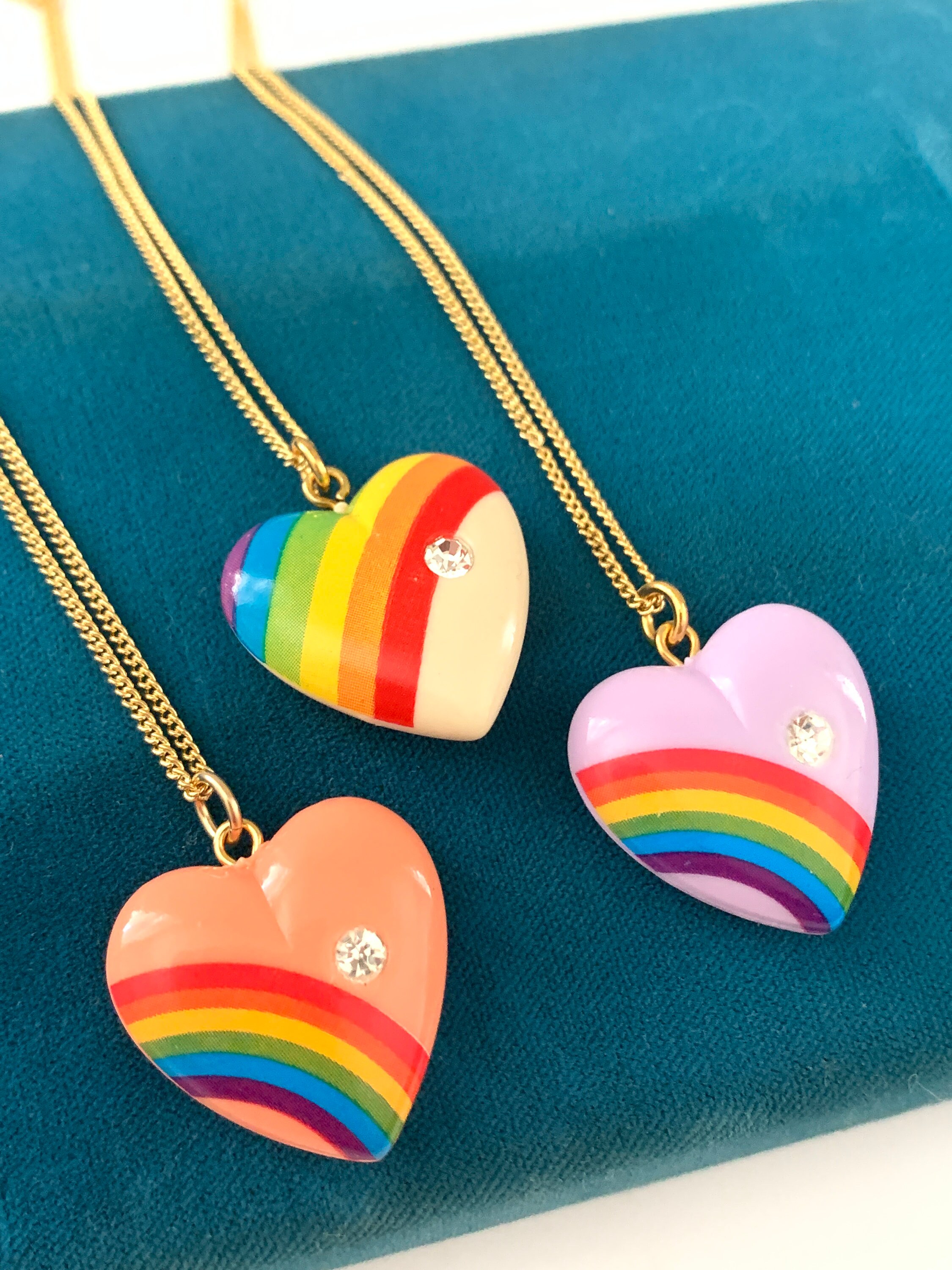 Rainbow Heart Necklace WHITE - Etsy