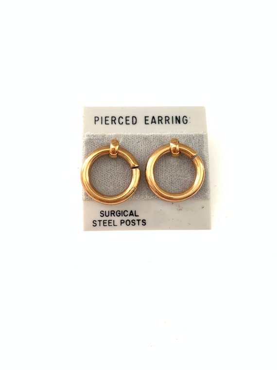 Vintage Small Gold Tone Hoops, Vintage Door Knock… - image 2