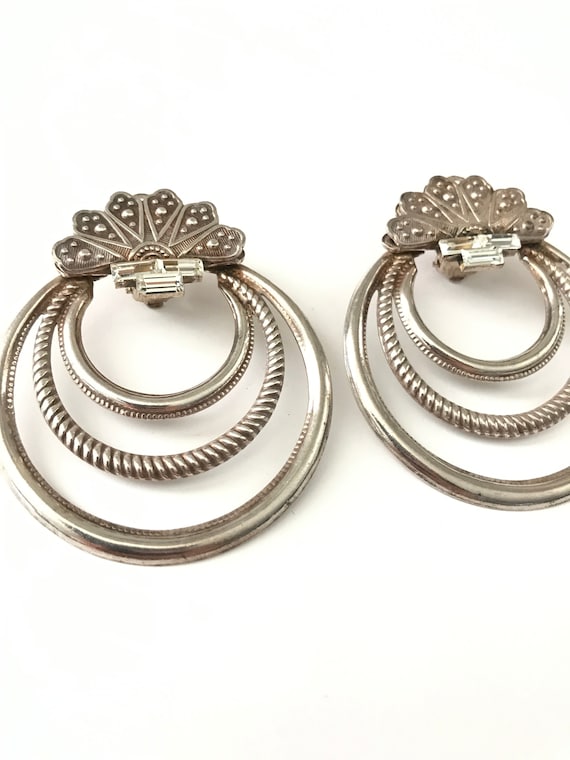 HUGE Vintage 1980s Deco Inspired Silver Plate Cli… - image 2