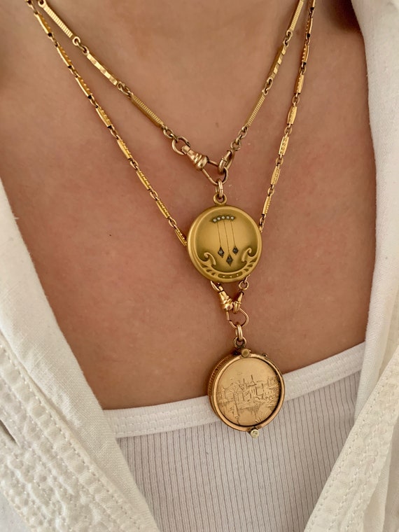 Beautiful Vintage Art Nouveau Gold Filled Seed Pearl Paste Locket, Antique Gold Filled Locket Pendant, Seed Pearl Bloom Art Deco Locket View 2