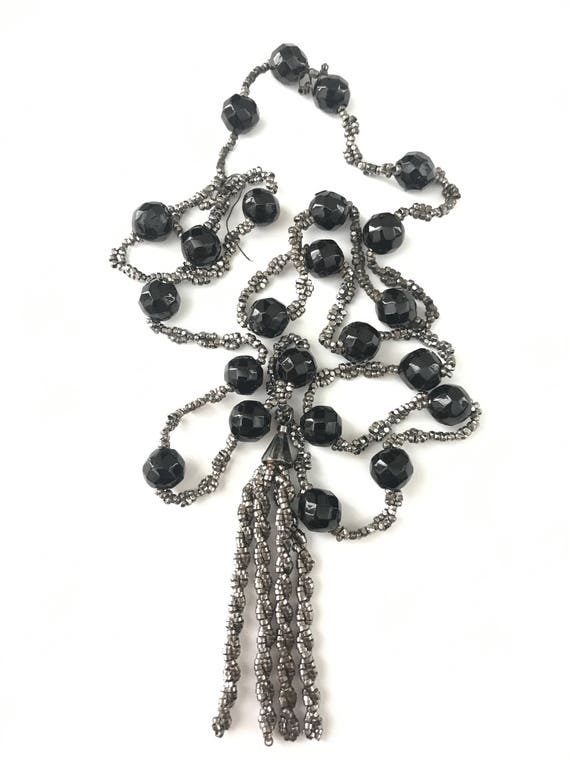 Antique Cut Steel & Whitby Jet Tassel Necklace - image 8