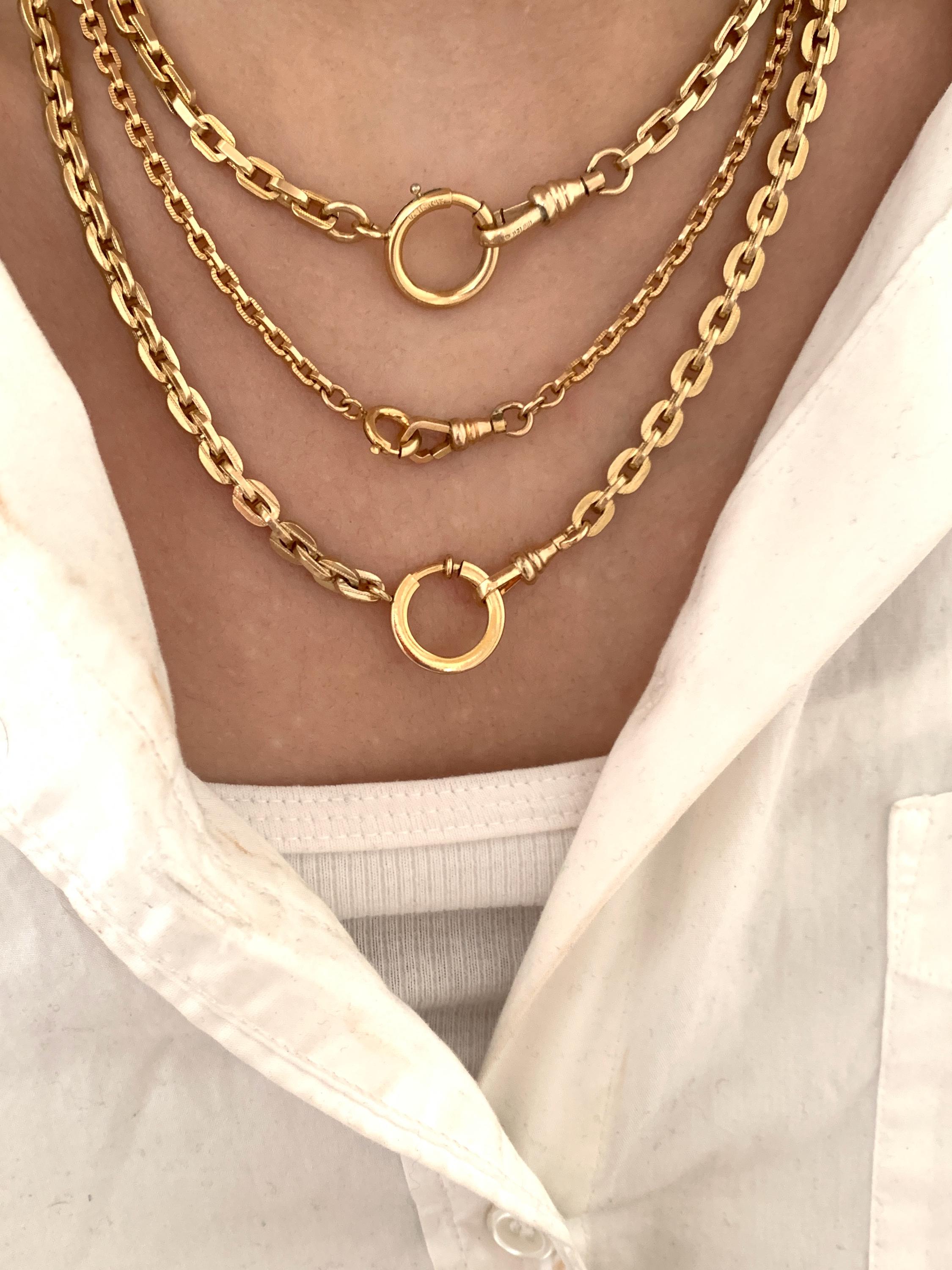 Vintage 19 3/4 Gold Filled 5mm Biker Link Pocket Watch Chain