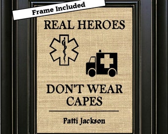 FRAMED Personalized Paramedic Gift Real Heroes Don't Wear Capes Star of Life EMS Gift EMT Decor Emt Gift Paramedic Sign Ems picture