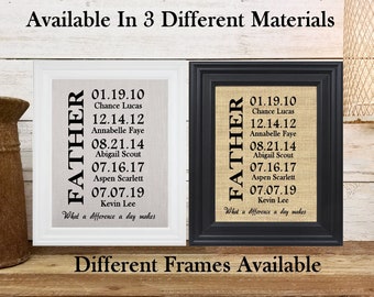 FRAMED Personalized What A Difference a Day Makes Family Dates Father's Day Gift for Husband Farmhouse Sign Father's Day Gift for Dad