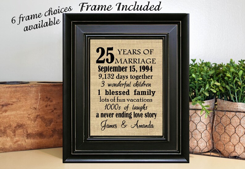 Encadré 25e Anniversaire De Mariage 25 Cadeaux Danniversaire 25e Anniversaire De Mariage Cadeaux25 Ans De Mariagecadeau Pour Les