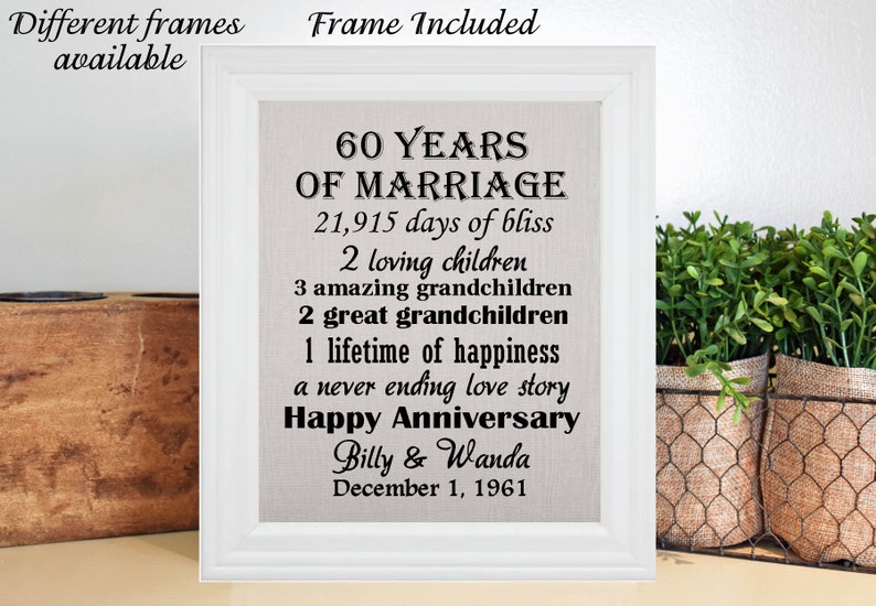 FRAMED 60th Wedding Anniversary Gift for Parents/60th Etsy FRAMED 60th Wedding Anniversary Gift for Parents/60th Etsy