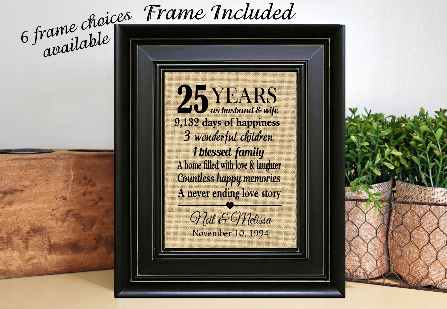 Gifts For 25th Wedding Anniversary To A Couple
 FRAMED Personalized 25th Wedding Anniversary Gift 25th