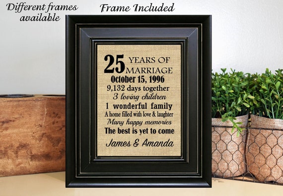 FRAMED 25th Wedding Anniversary/25th Anniversary Gifts/25th | Etsy
