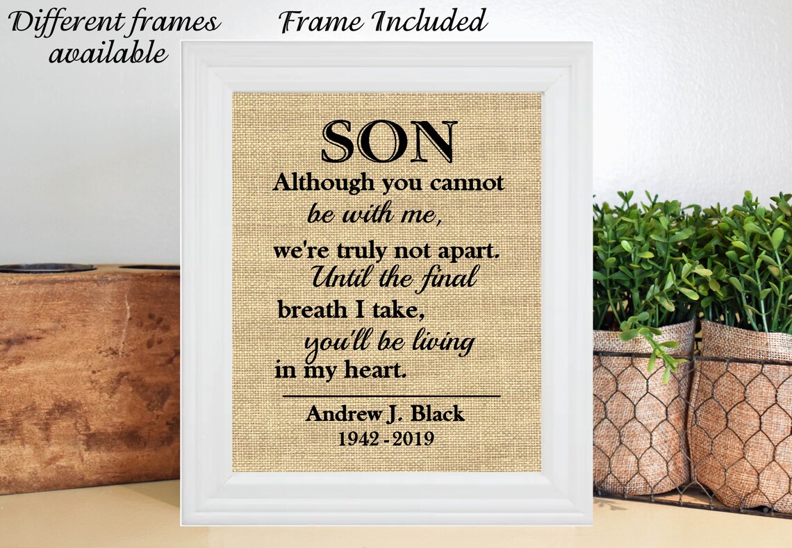 FRAMED Personalized Loss of Son Gift Grief Gift Sympathy Etsy