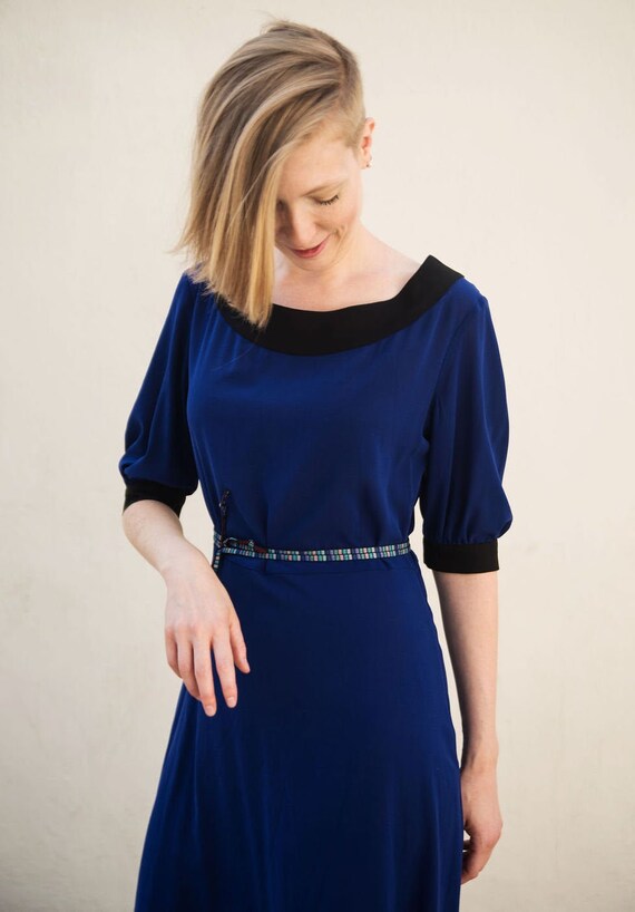 cobalt blue dress midi