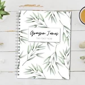 Personalized Baby Book | Pregnancy to First Year Journal | Baby Shower Gift | Newborn Memory Notebook | Baby Milestone Keepsake | Leaf