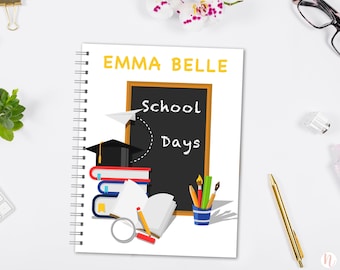 School Memory Book, Personalized School Book, School Years Book, School Journal,  Back to School Gift, Preschool Gift, Graduation Gift