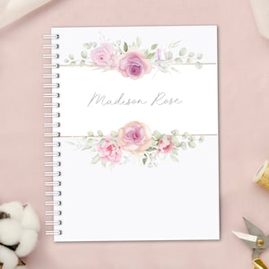 Personalized Baby Book | Pregnancy to First Year Journal | Baby Shower Gift | Newborn Memory Notebook | Baby Milestone Keepsake | Roses