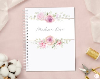 Personalized Baby Book | Pregnancy to First Year Journal | Baby Shower Gift | Newborn Memory Notebook | Baby Milestone Keepsake | Roses