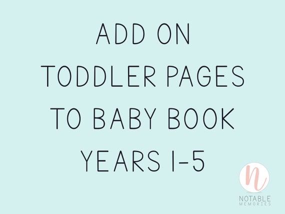 Toddler Pages for Baby Book, Baby Memory Book, Add On Pages for 1-5 Years, *Silver wire will be used