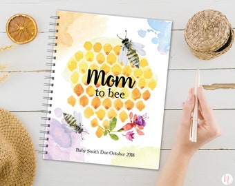 Personalized Pregnancy Journal, Pregnancy Planner, Pregnancy Memory Book, Custom Pregnancy Gift, Gift for Expecting Mom, Bee