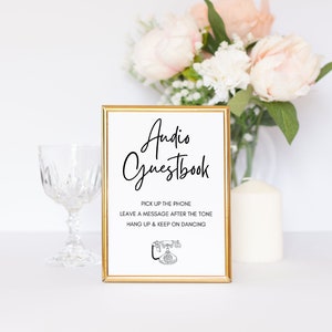 Audio Guestbook Sign, Audio Guest Book Telephone Sign, Audio Guestbook, Audio Guest Book Template, Audio Guest Book Printable, For wedding