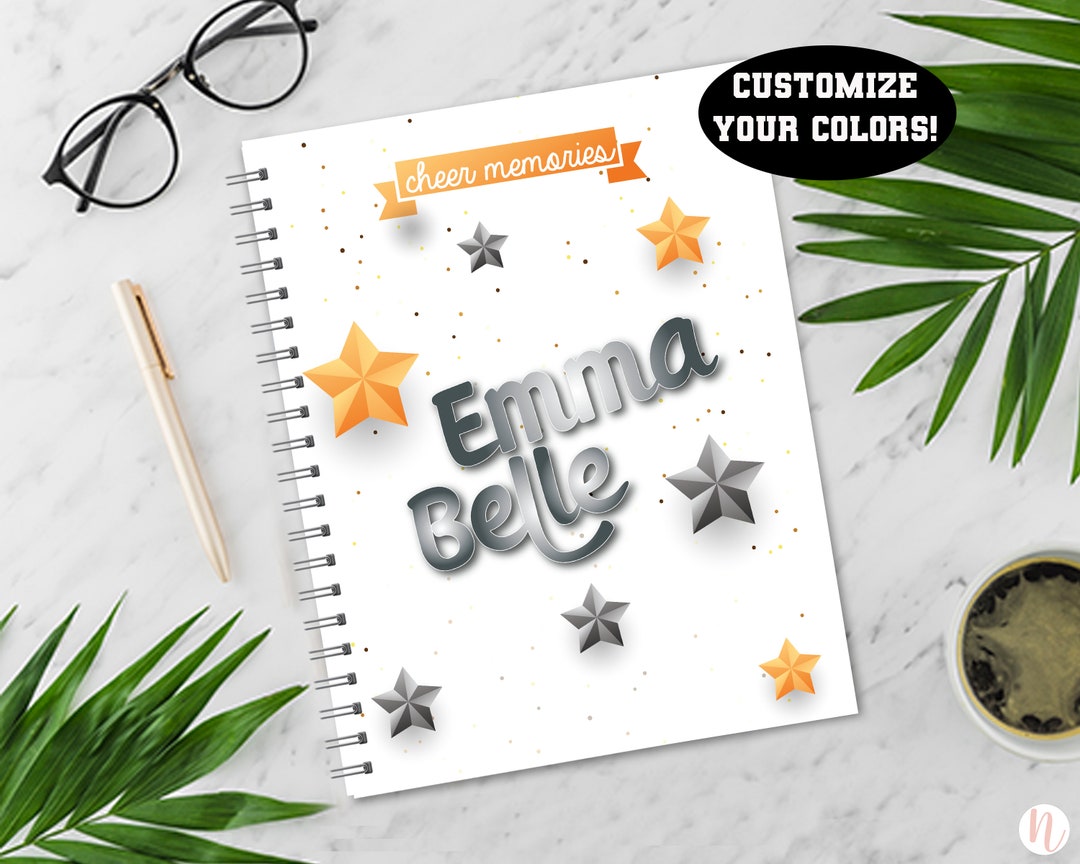 Cheer Note Book Cheerleading Memory Book, FIVE YEARS, Cheer Journal, Personalized Cheer ...