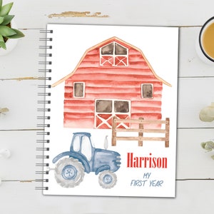Personalized Baby Book | Pregnancy to First Year Journal | Baby Shower Gift | Newborn Memory Notebook | Baby Milestone Keepsake | Barn Baby