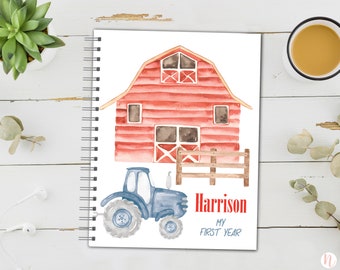 Baby Book, Baby Memory Book, Personalized gift for new baby, First Year Book, Gift for new mom, Custom Baby Book, Farm Baby, Barn Baby Book