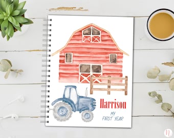 Personalized Baby Book | Pregnancy to First Year Journal | Baby Shower Gift | Newborn Memory Notebook | Baby Milestone Keepsake | Barn Baby