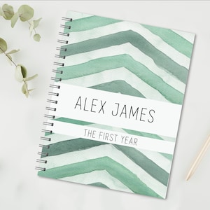Personalized Baby Book | Pregnancy to First Year Journal | Baby Shower Gift | Newborn Memory Notebook | Baby Milestone Keepsake | Green