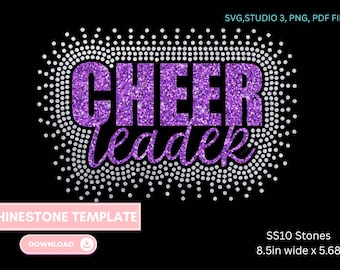 Cheerleader jubeln Strass und Vinyl Vorlage, Schnittdatei, SS10 Steine, Silhouette, Cricut, Strassstein Download, Cheerleader Shirt Vorlage,