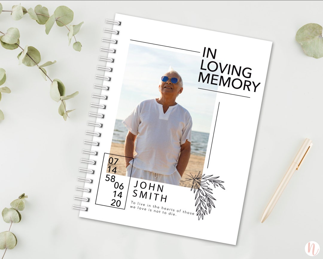 Memorial Book, Personalized Memory Book, Funeral Guest Book