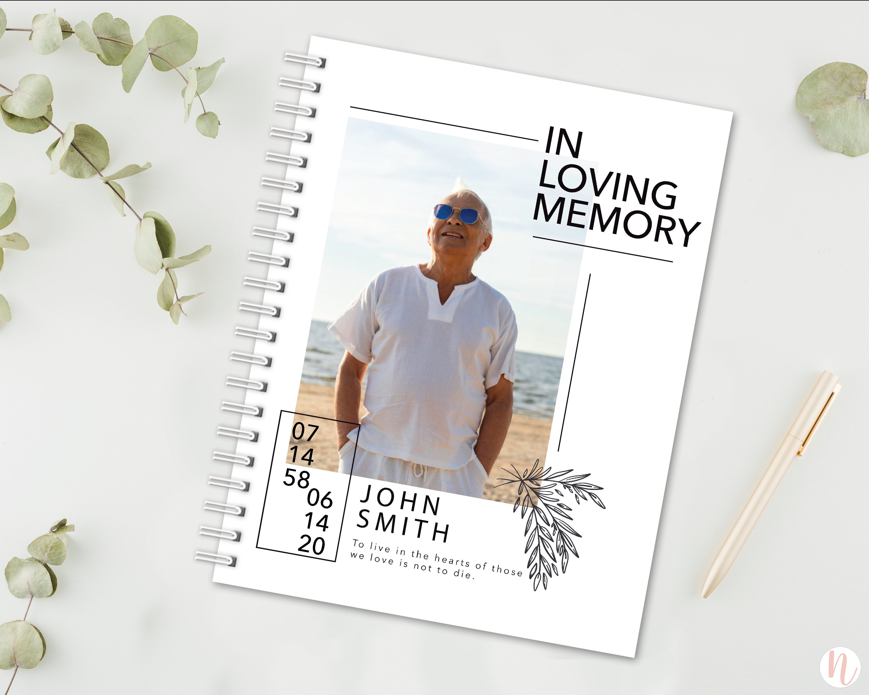 Memorial Book Personalized Memory Book Funeral Guest Book Etsy
