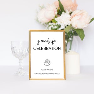 Coffee Favor Sign for wedding, Favor Sign for reception, Coffee Favor Sign for Party, Favor sign for ground coffee, Grounds for celebration