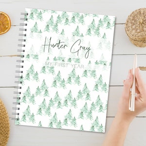 Personalized Baby Book | Pregnancy to First Year Journal | Baby Shower Gift | Newborn Memory Notebook | Baby Milestone Keepsake | Woodlands
