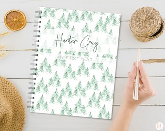 Personalized Baby Book | Pregnancy to First Year Journal | Baby Shower Gift | Newborn Memory Notebook | Baby Milestone Keepsake | Woodlands
