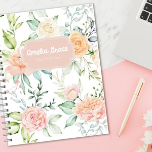 Personalized Baby Book | Pregnancy to First Year Journal | Baby Shower Gift | Newborn Memory Notebook | Baby Milestone Keepsake | Floral
