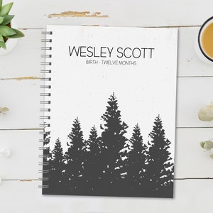 Personalized Baby Book | Pregnancy to First Year Journal | Baby Shower Gift | Newborn Memory Notebook | Baby Milestone Keepsake | Woods