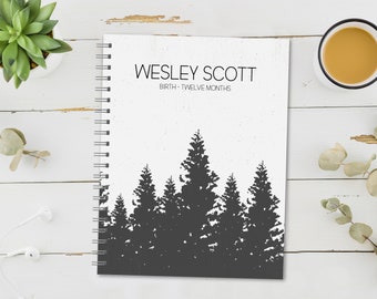 Personalized Baby Book | Pregnancy to First Year Journal | Baby Shower Gift | Newborn Memory Notebook | Baby Milestone Keepsake | Woods