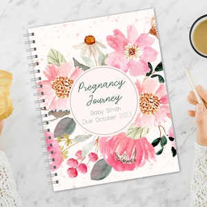 Personalized Pregnancy Journal, Pregnancy Planner, Pregnancy Memory Book, Custom Pregnancy Gift, Gift for Expecting Mom, Floral